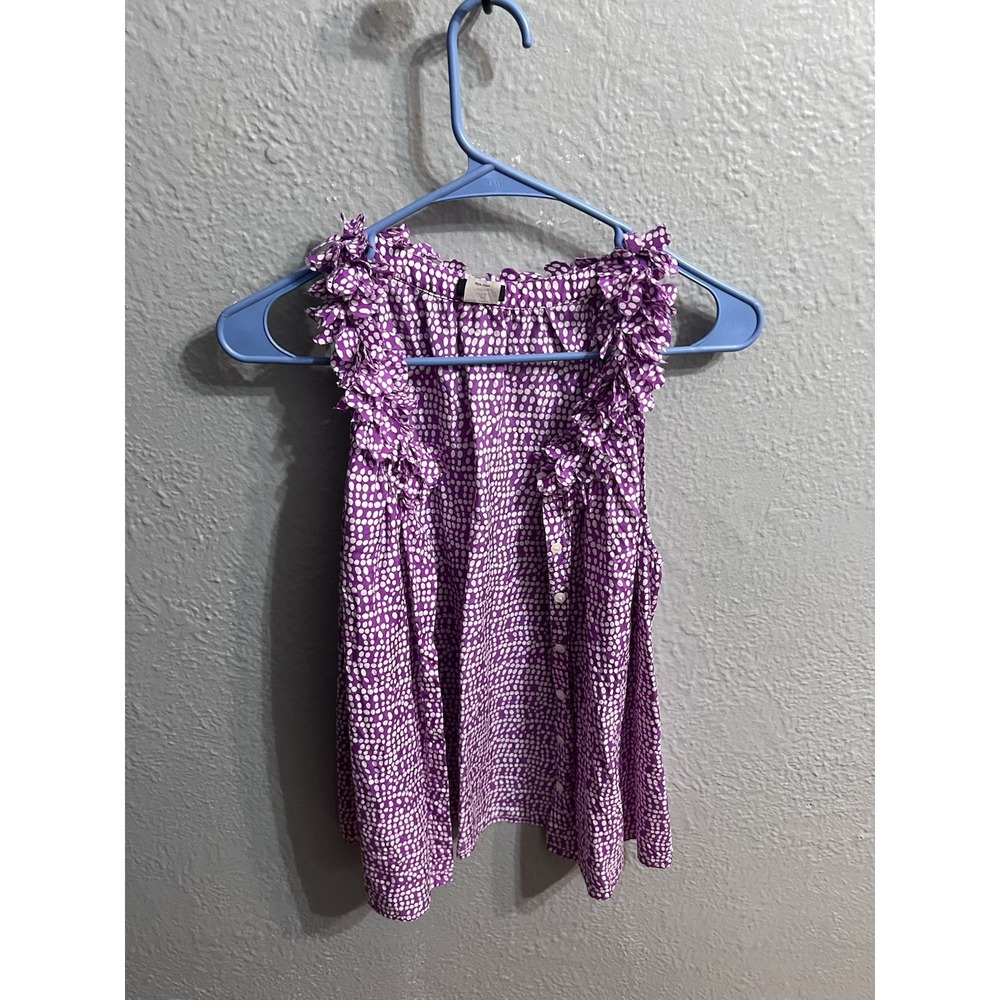 J Crew Shirt Womens Size Small Purple White Button Up Sleeveless Silk